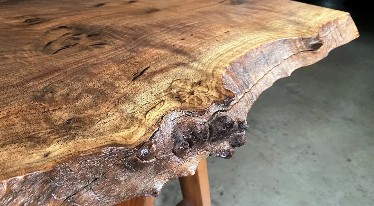 Burled walnut table